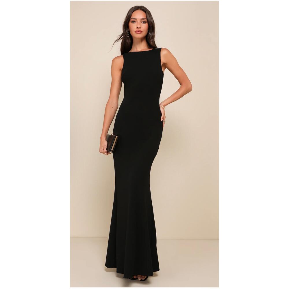 Lulu's Black Sleeveless Mermaid Maxi Dress